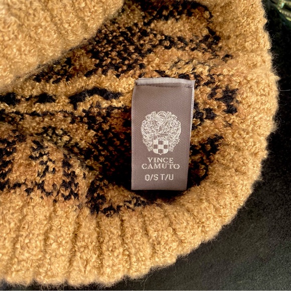 Vince Camuto Leopard Beanie Cheetah Animal Print Cozy Rib Hat Knit Brown Black - Picture 3 of 6